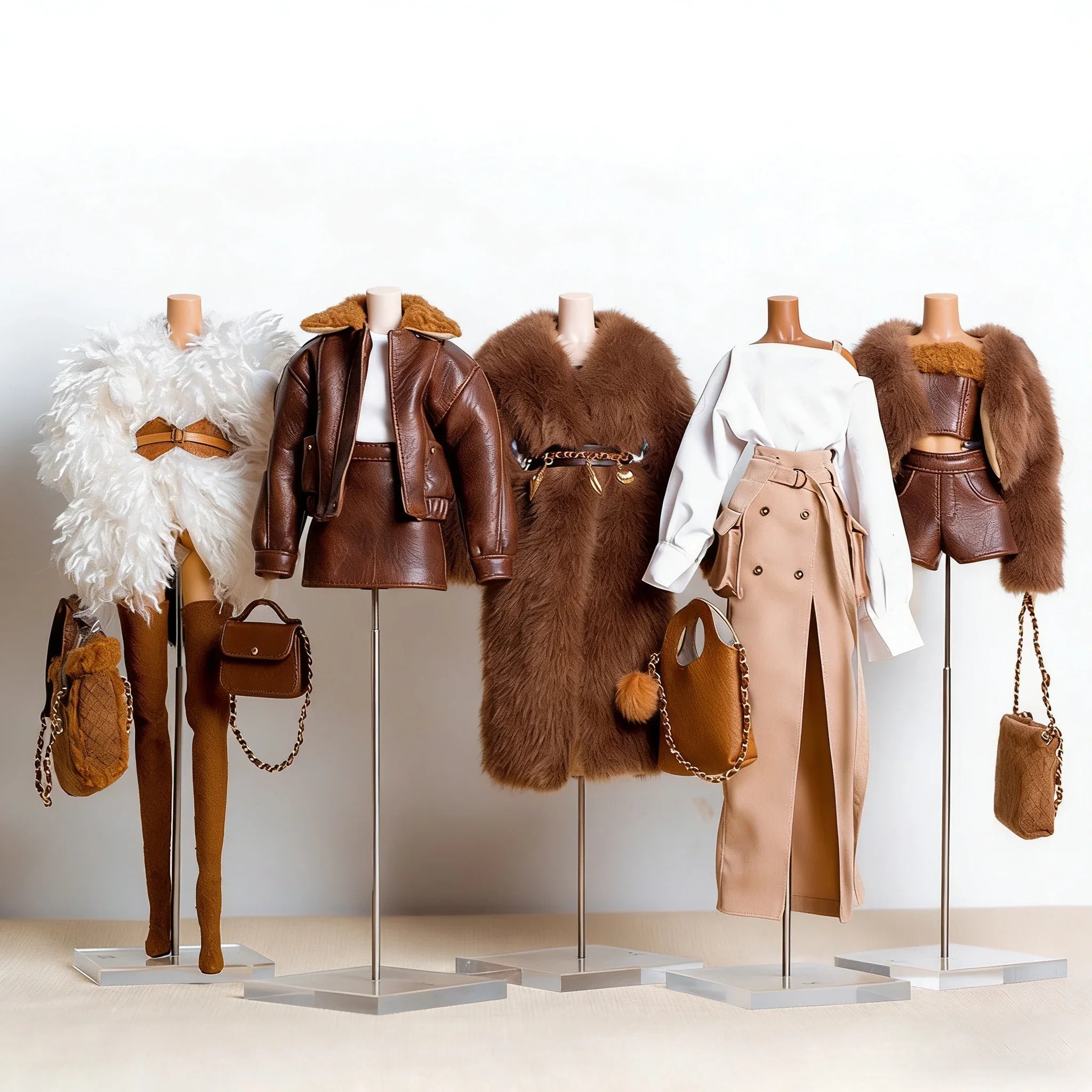 30cm Supermodel Clothes Accessories Winter Retro Jacket/Luxury Fur Fashion Classic Trench Coat Set For 1/6 Babi FR Xianxian Doll