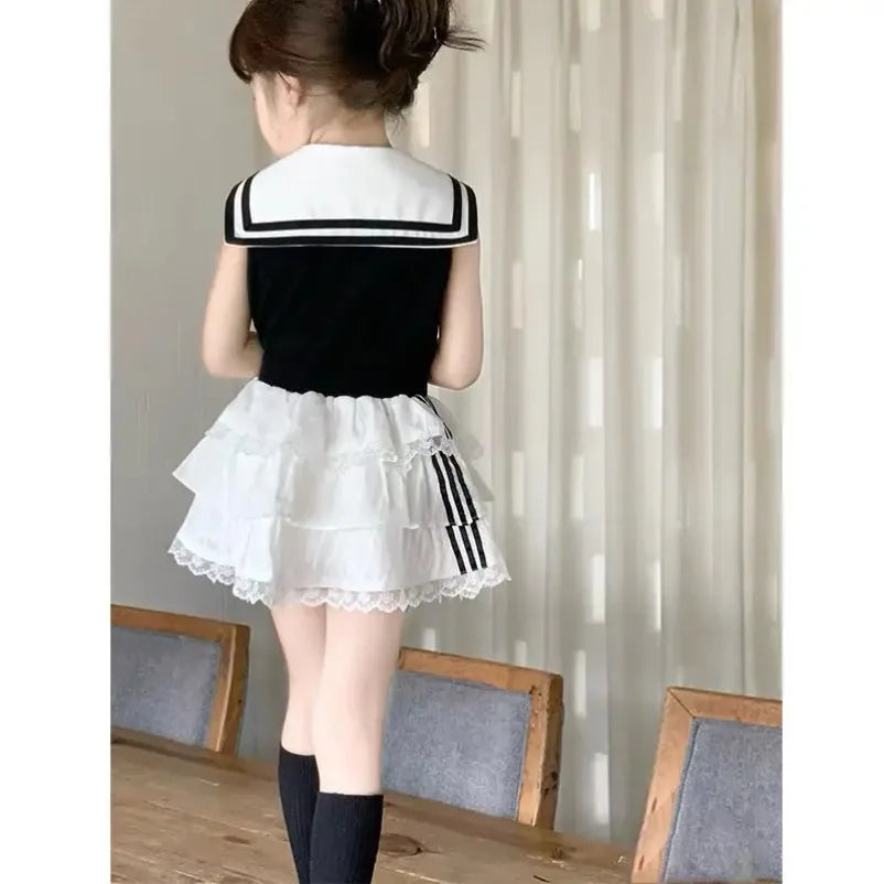 2025 Children's Clothing Baby Girls Summer Cute Sets, T-shirt  + Skirts   Princess Elegant  Suits  New 3-8T