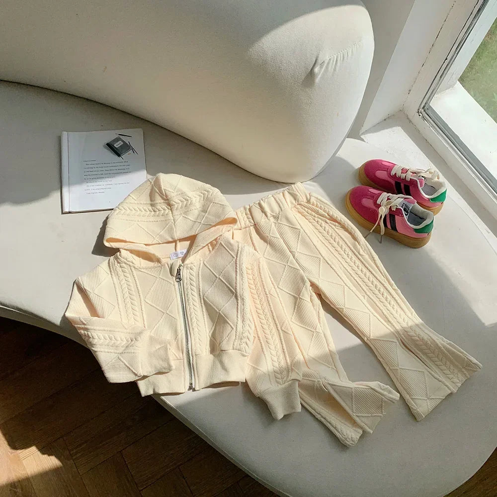 Children's Clothing Sets Long Sleeved Hooded Top + Flared Pants 2pcs Girl Clothes Kids Boutique Clothes 2 To 8 Years