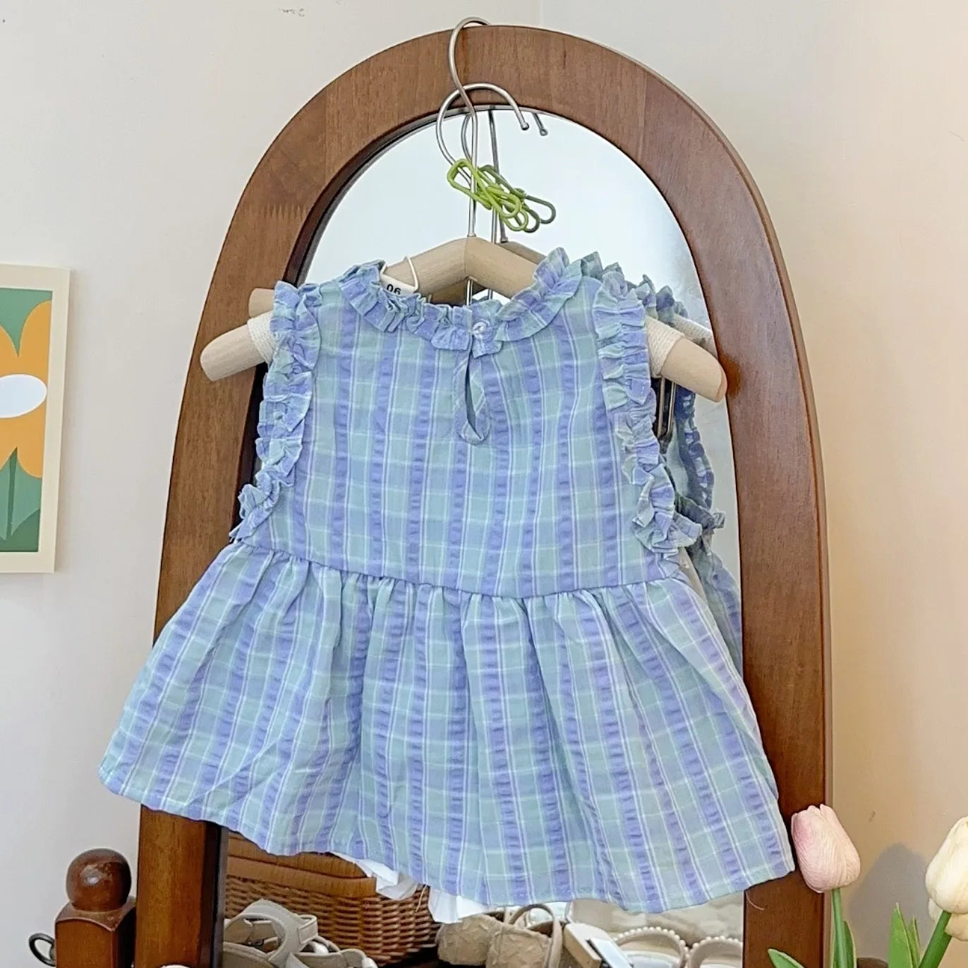 Children's Clothing Sets Plaid Sleeveless Top + Shorts Kids Clothes Girls Clothes Set 2 To 7 Years Kids Boutique Clothes