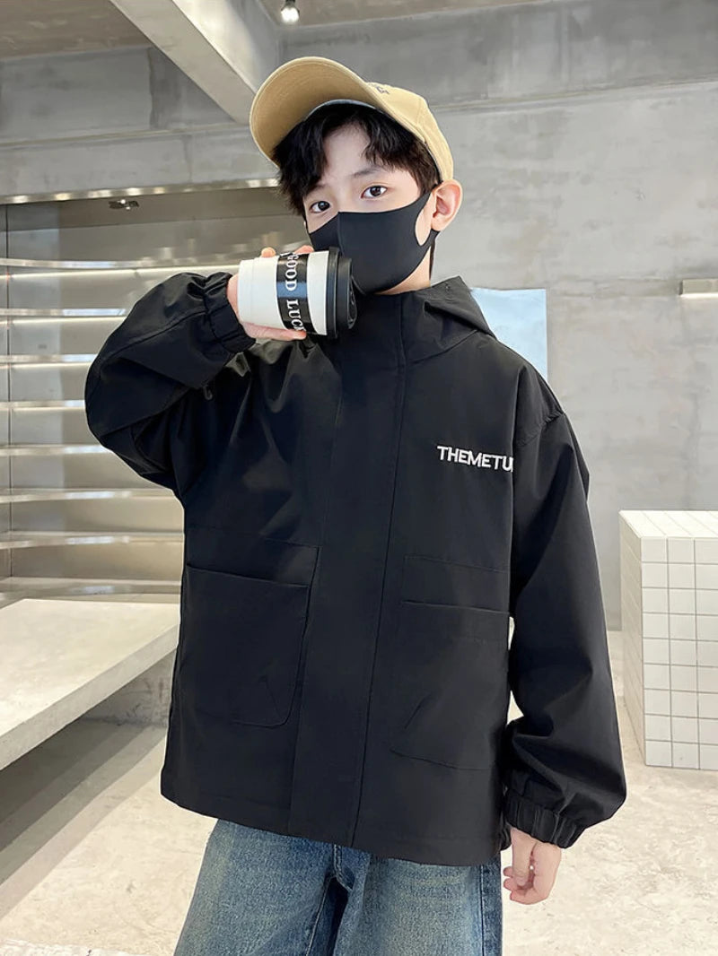 Children's Clothing Spring Autumn Outfit Outdoor Jackets for big Boy 2025 New Childhood Coats Hooded Work Clothes for Teenagers
