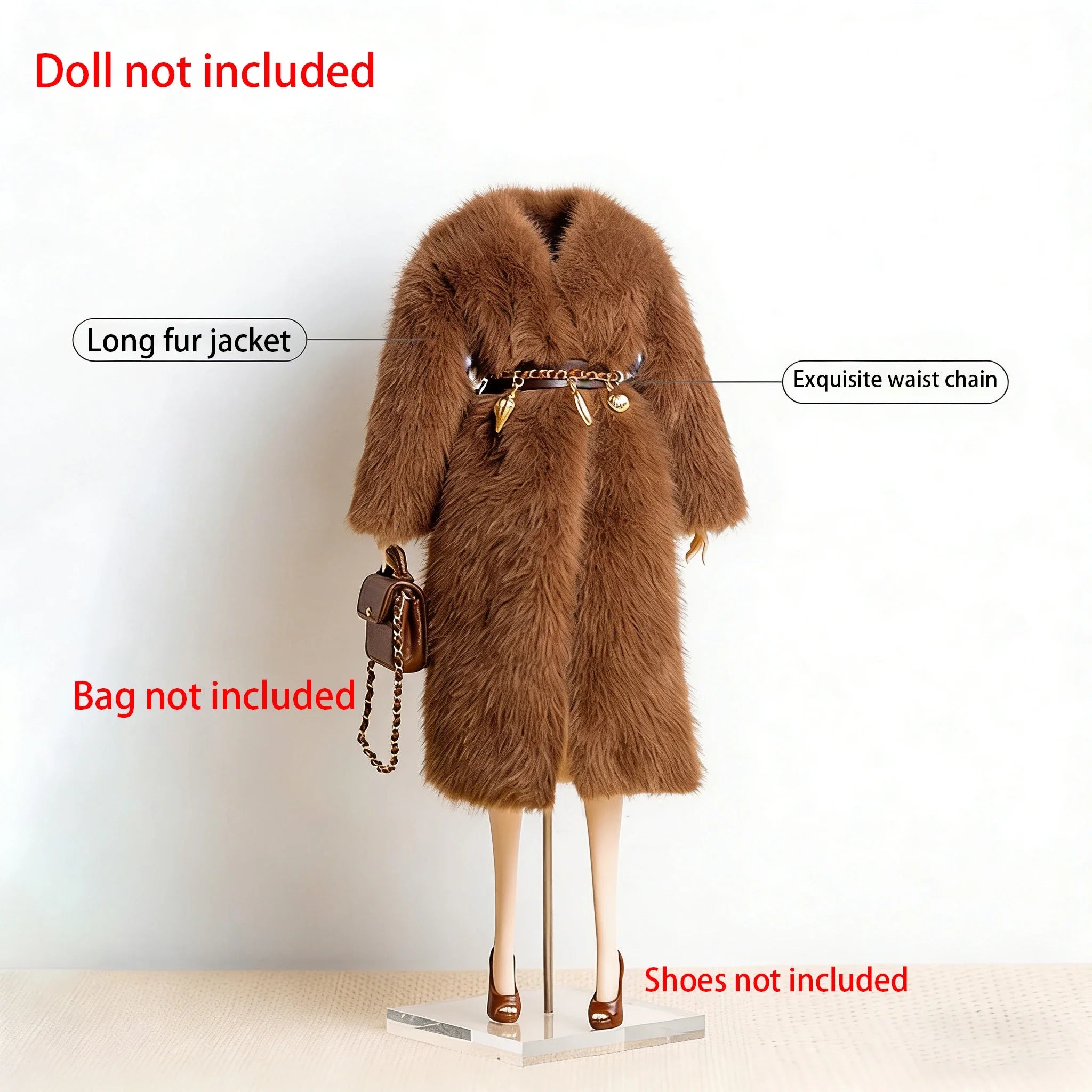 30cm Supermodel Clothes Accessories Winter Retro Jacket/Luxury Fur Fashion Classic Trench Coat Set For 1/6 Babi FR Xianxian Doll
