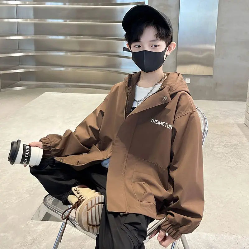 Children's Clothing Spring Autumn Outfit Outdoor Jackets for big Boy 2025 New Childhood Coats Hooded Work Clothes for Teenagers