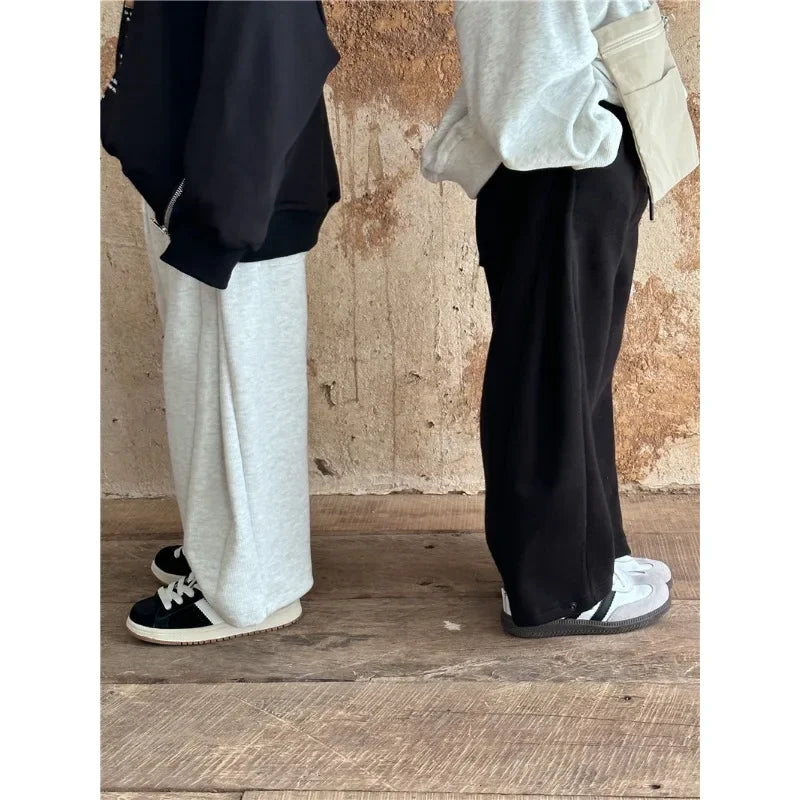 Children Clothing 2025 Spring Autumn New Fashion Korean Style Casual Sweatpants Boys and Girls Loose Solid Color Knitted Pants