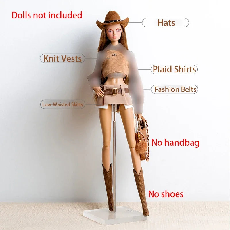 30cm Supermodel Clothes Accessories Winter Retro Jacket/Luxury Fur Fashion Classic Trench Coat Set For 1/6 Babi FR Xianxian Doll