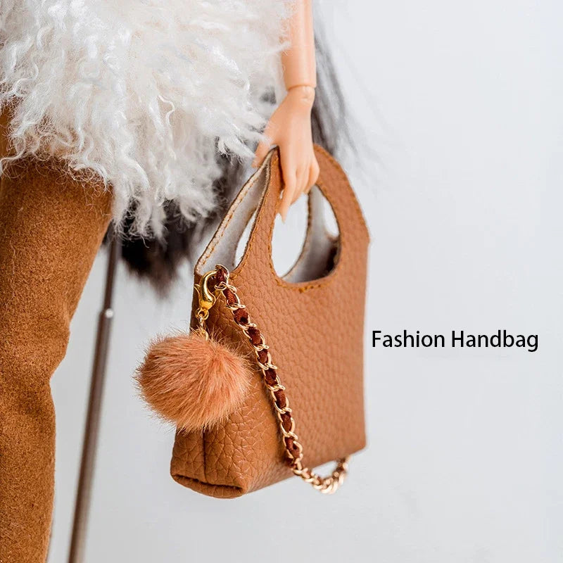 30cm Supermodel Clothes Accessories Winter Retro Jacket/Luxury Fur Fashion Classic Trench Coat Set For 1/6 Babi FR Xianxian Doll