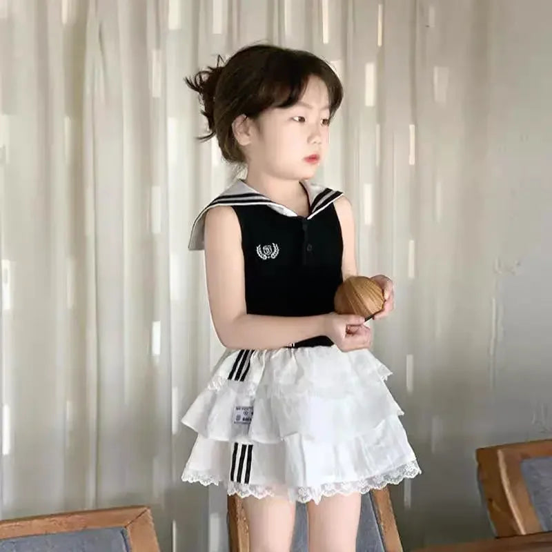2025 Children's Clothing Baby Girls Summer Cute Sets, T-shirt  + Skirts   Princess Elegant  Suits  New 3-8T