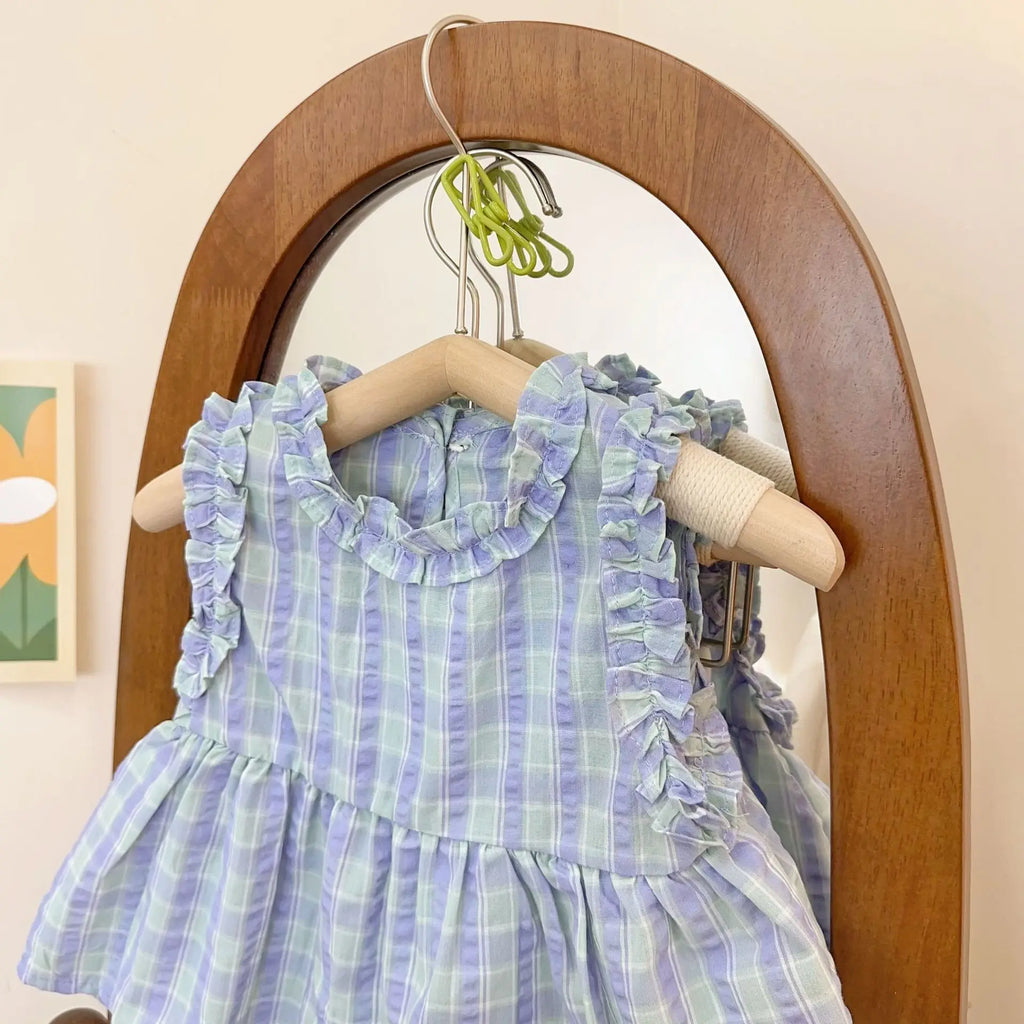 Children's Clothing Sets Plaid Sleeveless Top + Shorts Kids Clothes Girls Clothes Set 2 To 7 Years Kids Boutique Clothes