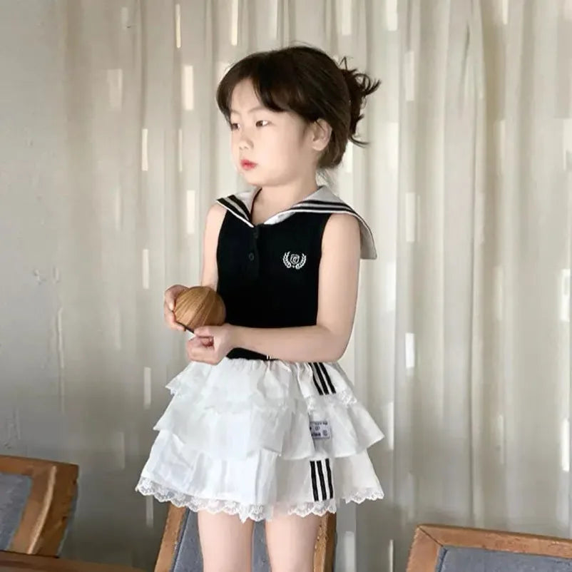 2025 Children's Clothing Baby Girls Summer Cute Sets, T-shirt  + Skirts   Princess Elegant  Suits  New 3-8T