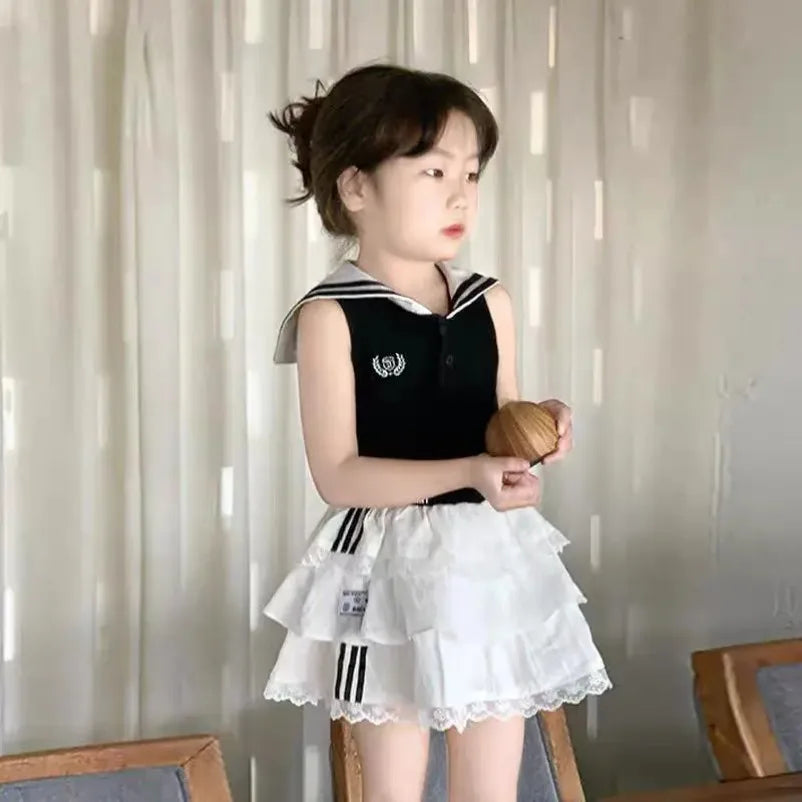 2025 Children's Clothing Baby Girls Summer Cute Sets, T-shirt  + Skirts   Princess Elegant  Suits  New 3-8T
